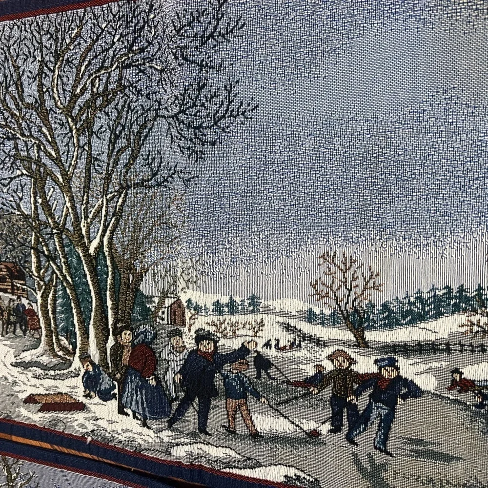 Winter Scene Tapestry 4 Placemats Navy Back